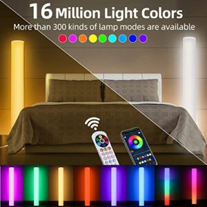 KINGLEAD 2 Pack RGB Floor Lamp with Smart APP&Remote Control Music Sync 16 Million DIY Colors Changing Corner Lamp Dimmable LED Floor Light Modern Floor Lamp Bedroom Living Room Decor Christmas Gift