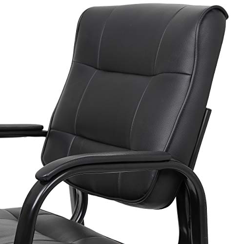 SUPER DEAL Office Guest Chair Bonded Leather Executive Side Chair Reception Chair with Solid Metal Frame Home Office Furniture