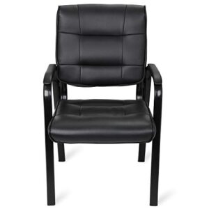 SUPER DEAL Office Guest Chair Bonded Leather Executive Side Chair Reception Chair with Solid Metal Frame Home Office Furniture