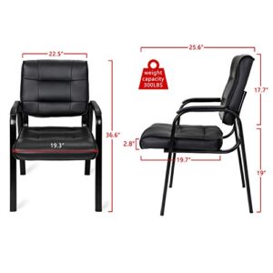 SUPER DEAL Office Guest Chair Bonded Leather Executive Side Chair Reception Chair with Solid Metal Frame Home Office Furniture