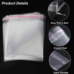 Clear Resealable Cellophane Plastic Bags Self Adhesive for Packaging Shirts, Clothing and Products,100 Pcs 10x14 Inches Self Sealing Cellophane Bags