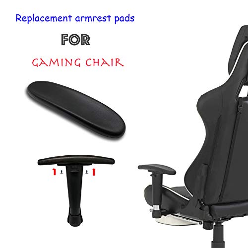 MYFUNSHOP Gaming Chair Replacement Armrest Arm Pads Universal Soft PU Leather Office Chair Parts(1 Pair) Black