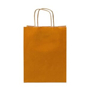 Orange Gift Bags - 8x4x10 Inch 50 Pack Kraft Paper Shopping Bags with Handles, Small Craft Totes in Bulk for Boutiques, Small Business, Retail Stores, Birthday Parties, Jewelry, Merchandise, Bulk