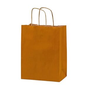 Orange Gift Bags - 8x4x10 Inch 50 Pack Kraft Paper Shopping Bags with Handles, Small Craft Totes in Bulk for Boutiques, Small Business, Retail Stores, Birthday Parties, Jewelry, Merchandise, Bulk