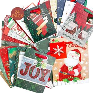 Gift Bags Assorted Sizes, Set of 8 Gift Bags with Tissue Paper- Includes Small Gift Bags, Medium Gift Bags and Large Size Paper Gift Bags with Handles for Holiday and Birthday Gifts (Assorted Sizes 8 Gift Bags) (24ct Christmas Gift Bags)