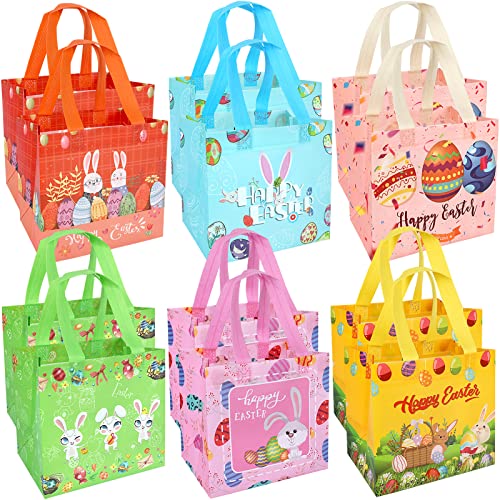 Colovis 12PCS Easter Gift Bags, Reusable Easter Treat Bags for Kids, Non-Woven Easter Bags With Handles for Gifts Wrapping, Easter Party Favors (8.3 x 7.9 x 5.9 Inches)