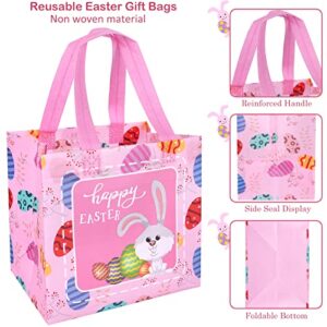 Colovis 12PCS Easter Gift Bags, Reusable Easter Treat Bags for Kids, Non-Woven Easter Bags With Handles for Gifts Wrapping, Easter Party Favors (8.3 x 7.9 x 5.9 Inches)