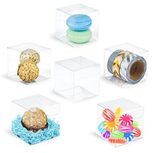 vgoodall 100 pcs clear favor boxes, 2 x 2 x 2 inches plastic gift boxes small clear boxes transparent cube boxes pet boxes for wedding,party,bridal shower,baby shower