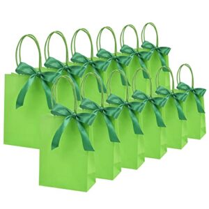 beishida gift bags green small gift bags paper bags with handles and ribbon party favor bags goodie bags kraft paper bags for wedding brithday parties(mini, 6.5 x 4.5 x 2.5 inch, 12pcs)