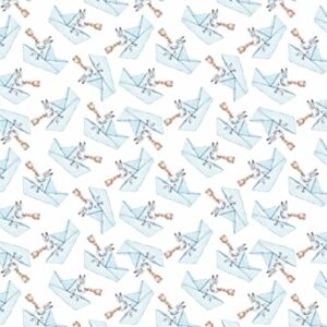 Stesha Party Nautical Bunny Baby Gift Wrapping Paper - Folded Flat 30 x 20 Inch (3 Sheets)