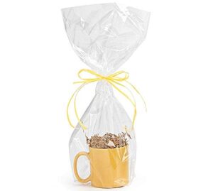 a1 bakery supplies 10 pack bopp clear cello cellophane bags gift basket package flat gift bags bopp bags (flat, 9 x 20)