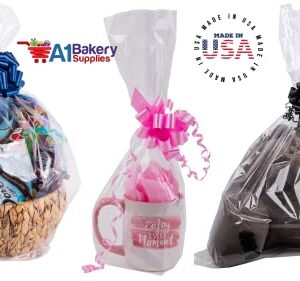 A1 Bakery Supplies 10 Pack BOPP Clear Cello Cellophane Bags Gift Basket Package Flat Gift Bags BOPP Bags (Flat, 9 x 20)