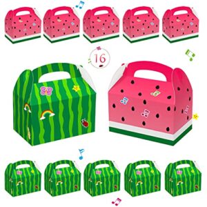 16 pcs cartoon melon party candy bags, goodie gift boxes for kids boys girls j watermelon birthday party supplies decorations favors