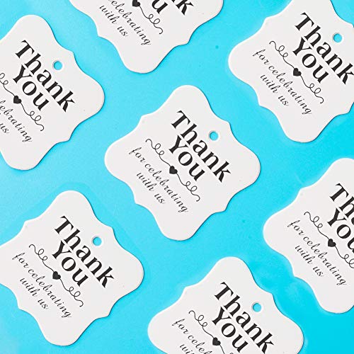 SallyFashion 150 PCS Paper Gift Tags Thank You Gift Tags with String for DIY Thanksgiving Day Halloween Christmas Wedding Party Favors