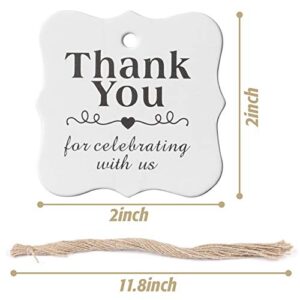 SallyFashion 150 PCS Paper Gift Tags Thank You Gift Tags with String for DIY Thanksgiving Day Halloween Christmas Wedding Party Favors