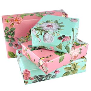 plulon 6 sheets floral birthday gift wrapping paper, wrapping paper for wedding, birthdays, valentines, christmas