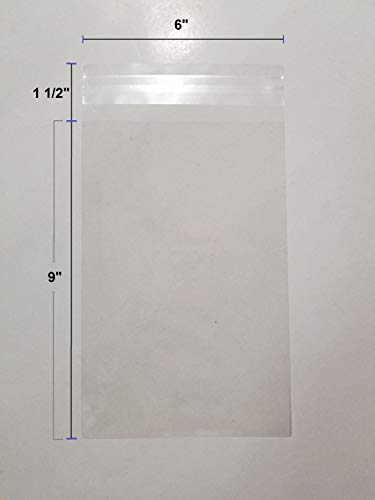 UNIQUEPACKING 100 Pcs 6x9 Clear Resealable Cello Cellophane 6" x 9" Bags Good for Bakery Candle Soap Cookie