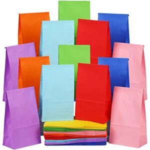 100 piece paper party favor bags goodie bags paper bags colorful gift bags small size treat bags goody bags for birthday wedding baby shower crafts and more, 8 colors, 9.45 x 5.12 x 3.15 inches
