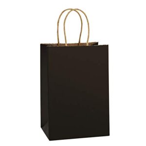 BagDream Gift Bags Kraft Paper Bags 100Pcs 5.25x3.75x8 Inches Small Shopping Bag Kraft Bags Party Bags Black Paper Bags with Handles Bulk