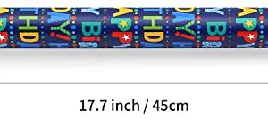 AUCLAY Reversible Birthday Wrapping Paper for Boys Girls Kids Adults Baby Shower Holiday - Colorful Happy Birthday Lettering and Stars Design - Gift Wrapping Paper Roll, 17.7 Inch X 33 Feet