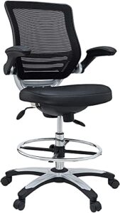 modway edge drafting chair – reception desk chair – flip-up arm drafting chair in black