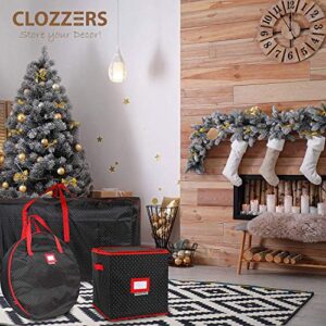 CLOZZERS Wrapping Paper Storage Container, with 2 Large Pockets for Accessories and Supplies, Heavy Duty Wrapping Paper Holder, Tear Resistant and Water Resistant, Fits up to 24 Standard Rolls, Black Tree Print