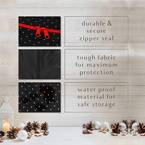 CLOZZERS Wrapping Paper Storage Container, with 2 Large Pockets for Accessories and Supplies, Heavy Duty Wrapping Paper Holder, Tear Resistant and Water Resistant, Fits up to 24 Standard Rolls, Black Tree Print