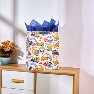 SUNCOLOR 16" Extra Large Gift Bag with Tissue Paper for Boys (Vehicle)