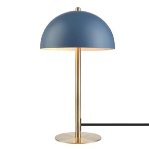 globe electric 52942 15″ desk lamp, matte blue, matte brass accents, in-line on/off rocker switch, home décor, desk lamps for home office, home office accessories, room décor, accent lighting lamps