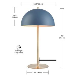 Globe Electric 52942 15" Desk Lamp, Matte Blue, Matte Brass Accents, in-Line On/Off Rocker Switch, Home Décor, Desk Lamps for Home Office, Home Office Accessories, Room Décor, Accent Lighting Lamps