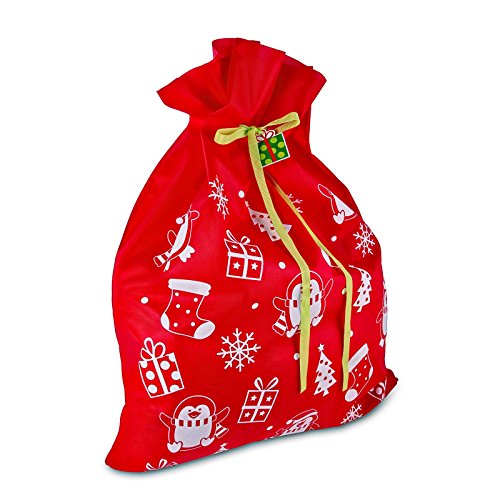 Gift Boutique 3 Giant Christmas Gift Bags 36" x 44" Reusable Made of Durable Fabric with Ribbon and Gift Tag for Holiday Wrapping Extra Large Jumbo Huge Oversized Toys Gift Bags