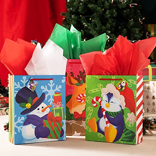 JOYIN 180 Sheets 20" x 20" Christmas Tissue Paper Assortment (Red, Green & White); 60 Sheets per Color Easy and Fast Gift Wrapping Accessory for Christmas Gifts and Wine Bottles