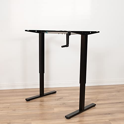 VIVO Compact Hand Crank Stand Up Desk Frame for 35 to 71 inch Table Tops, Ergonomic Standing Height Adjustable Base with Foldable Handle, Black, DESK-M051MB
