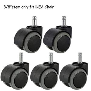 Office Chair Wheels Replacement for IKEA Chairs, 10mm Stem (Set of 5), PChero 2" Heavy Duty Swivel Polyurethane Casters for IKEA Chair Furniture Accessories, Protection for Hardwood Floors Carpet