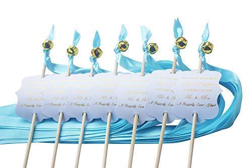 Kingsnow 50 Pack Wedding Wand Favor Tags, Ribbon Wand Tags, Wedding Send Off Tags, Exit Wand Tags, Gold Foil Tags, Tags for Wedding Ribbon Wands