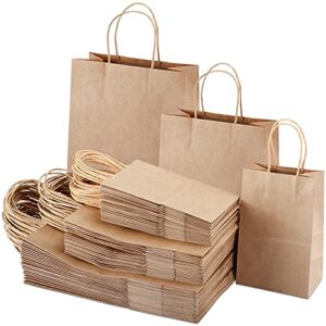 tomnk 90pcs brown paper bags with handles assorted sizes gift bags bulk,goodie bags, kraft paper bags for business, shopping bags, retail bags, party bags, merchandise bags, favor bags