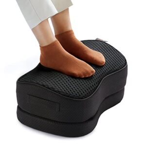 ergear foot rest for under desk at work – adjustable foot rest with breathable washable cover, ergonomic memory foam foot rest for home, office (black)