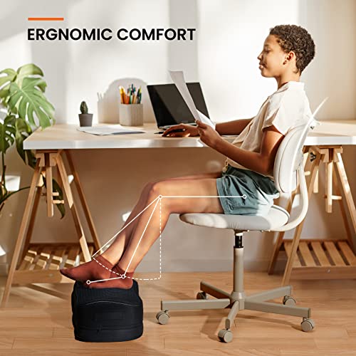 ErGear Foot Rest for Under Desk at Work - Adjustable Foot Rest with Breathable Washable Cover, Ergonomic Memory Foam Foot Rest for Home, Office (Black)