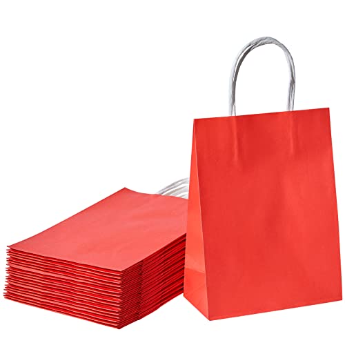 SUNCOLOR 24 Pack Red Small Party Favor Bags Goodie Bags for Birthday Party/Valentines day Gift Bags With Handle (Red)