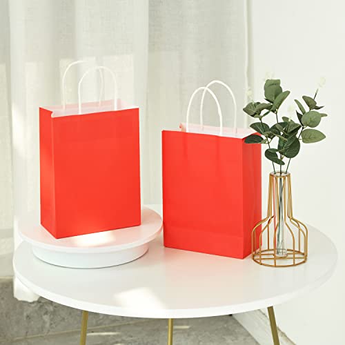 SUNCOLOR 24 Pack Red Small Party Favor Bags Goodie Bags for Birthday Party/Valentines day Gift Bags With Handle (Red)