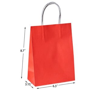 SUNCOLOR 24 Pack Red Small Party Favor Bags Goodie Bags for Birthday Party/Valentines day Gift Bags With Handle (Red)