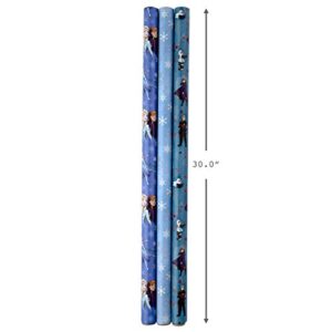 Hallmark Disney's Frozen 2 Wrapping Paper with Cut Lines (Pack of 3, 105 sq. ft. ttl.) for Birthdays, Christmas, Kids Parties or Any Occasion