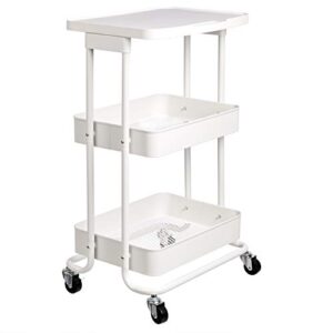 amazon basics 2-tier metal kitchen/utility cart with shelf, white