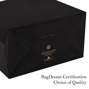 BagDream Gift Bags 8x4.25x10.5 25Pcs Black Kraft Paper Bags, Paper Gift Bags with Handles, Paper Shopping Bags Wedding Birthday Party Favor Bags Merchandise Retail Bags Sacks