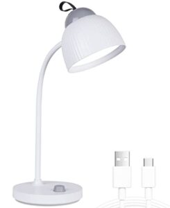 pulrelas cordless led desk lamp, gooseneck table lamp, knob dimming desk light, rechargeable eye-caring study lamp for home office.