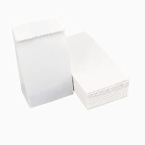 kslong small white paper bags, 50pcs mini paper treat bags for party favors, paper lunch bags bulk for sandwich, popcorn, snack, cookies, gift wrapping 1 lb 3.5×2.2×6.7” bolsas de papel (white 2)