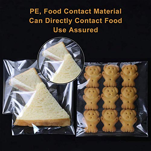 NEOACT 300 PCS 5"x7" Clear Resealable Cellophane Bags Good for Bakery, Candle, Soap, Cookie Poly Bags.