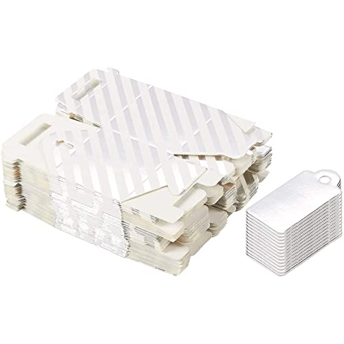 Best Paper Greetings Silver Favor Boxes with Gift Tags and String (2 In, 36 Pack)