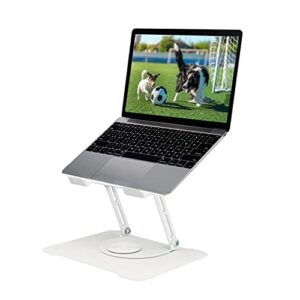 niwolt laptop stand adjustable computer stand with 360° rotating base, ergonomic laptop riser for collaborative work, dual rotary shaft foldable notebook stand, fits for all 10-16″ laptops (white)