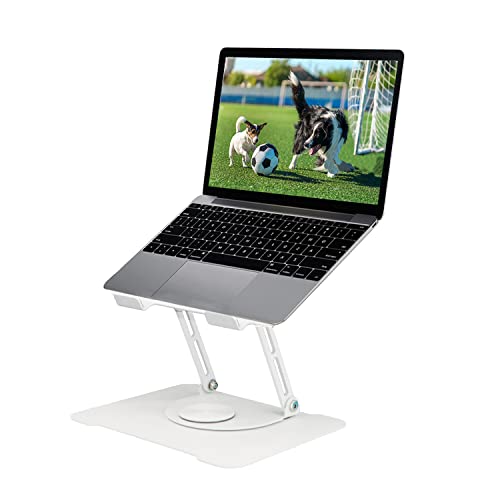 NIWOLT Laptop Stand Adjustable Computer Stand with 360° Rotating Base, Ergonomic Laptop Riser for Collaborative Work, Dual Rotary Shaft Foldable Notebook Stand, fits for All 10-16" Laptops (White)